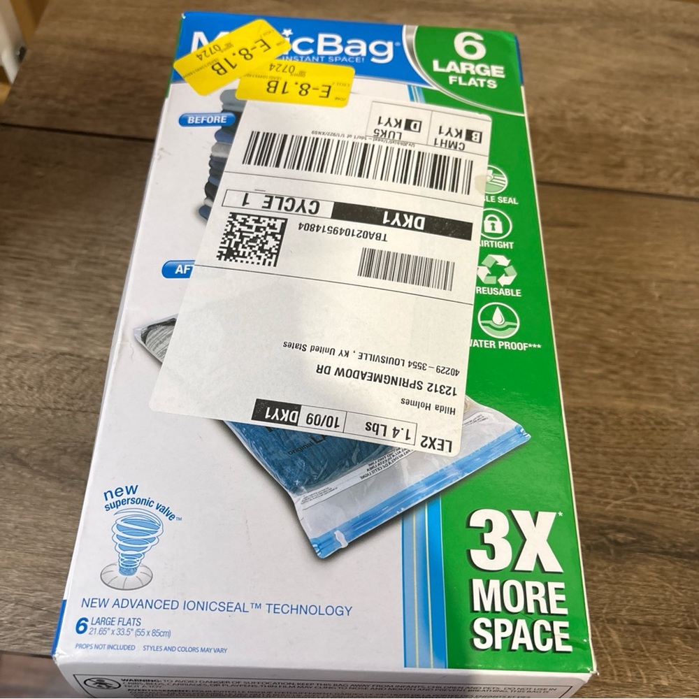 MagicBag Instant Space 6 LARGE VACUUM COMPRESSION SEAL STORAGE BAGS HQ P3D